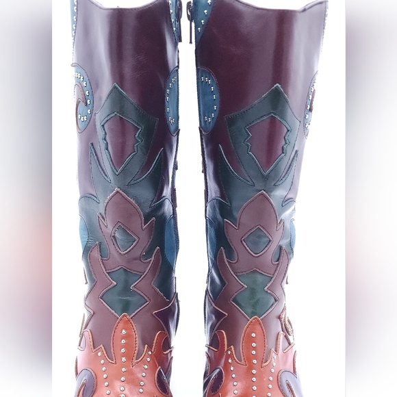 Jeffrey Campbell Women Saddle Up Western Cowboy Boot Size 8.5 Multicolor - Picture 6 of 11